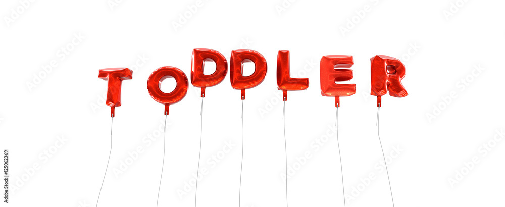 Fototapete toddler - word made from red foil balloons - 3d rendered. can be used for an online banner ad or a p