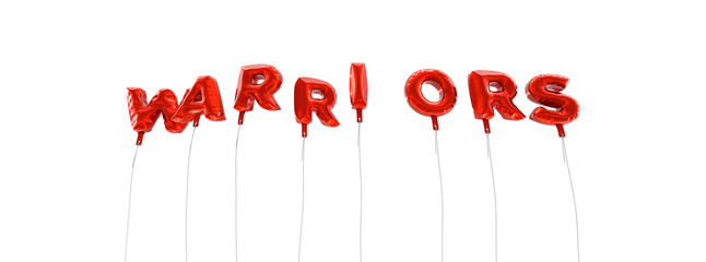 WARRIORS - word made from red foil balloons - 3D rendered.  Can be used for an online banner ad or a print postcard.