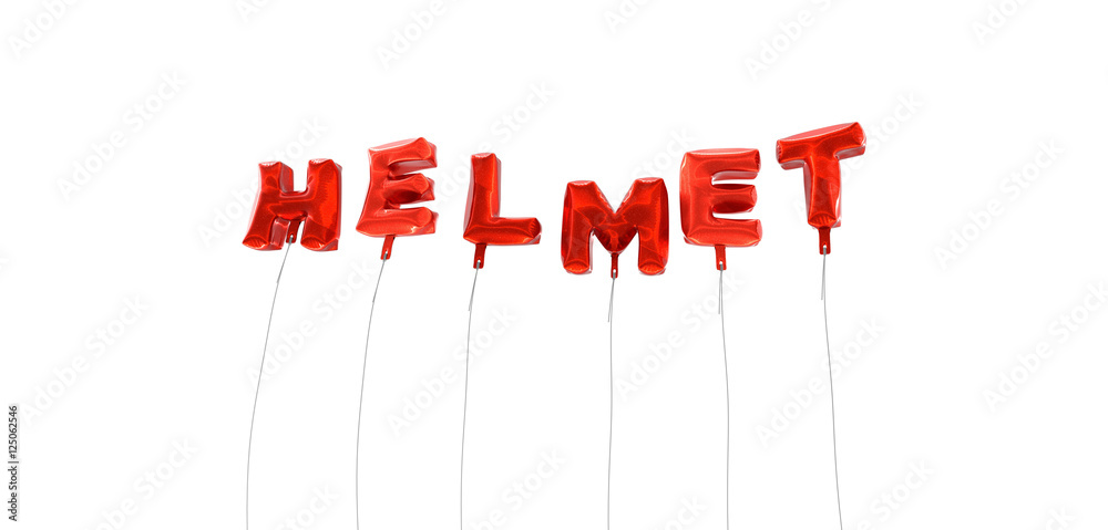 Fototapete helmet - word made from red foil balloons - 3d rendered. can be used for an online banner ad or a pr