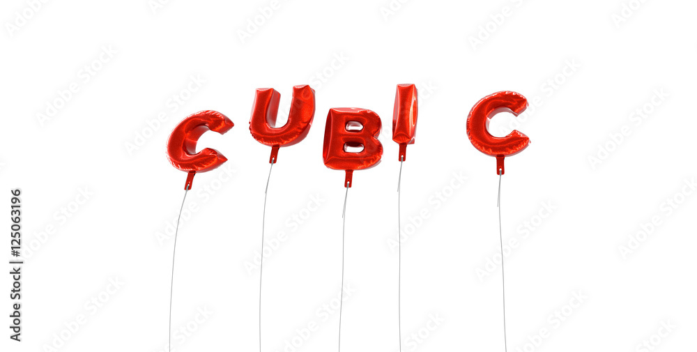 Fototapete cubic - word made from red foil balloons - 3d rendered. can be used for an online banner ad or a pri