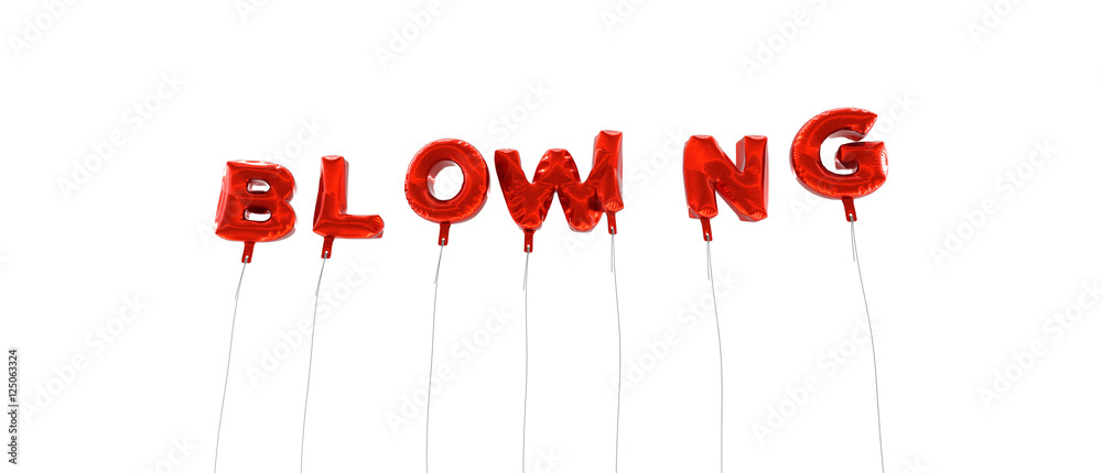 Fototapete blowing - word made from red foil balloons - 3d rendered. can be used for an online banner ad or a p