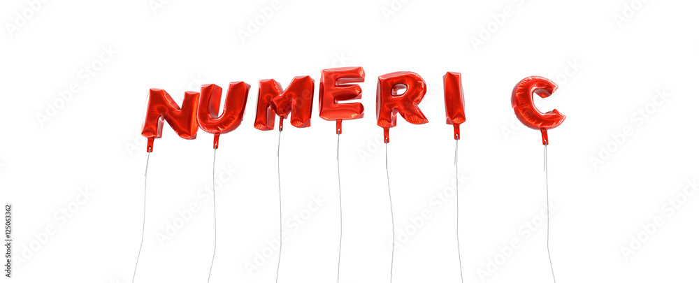 Fototapete numeric - word made from red foil balloons - 3d rendered. can be used for an online banner ad or a p