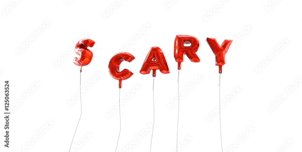 Fototapete scary - word made from red foil balloons - 3d rendered. can be used for an online banner ad or a pri
