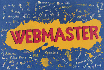 Webmaster, Word Cloud, Blog - obrazy, fototapety, plakaty