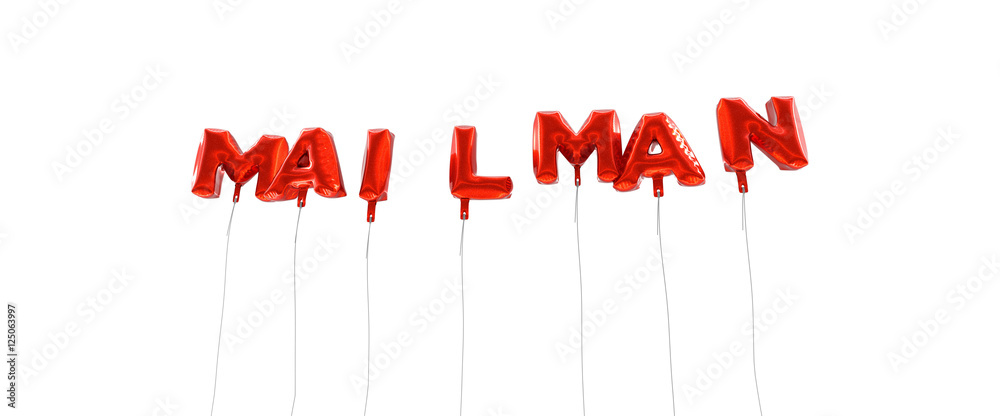 Fototapete mailman - word made from red foil balloons - 3d rendered. can be used for an online banner ad or a p