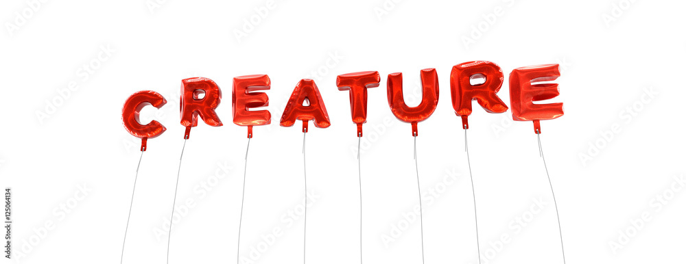 Fototapete creature - word made from red foil balloons - 3d rendered. can be used for an online banner ad or a 