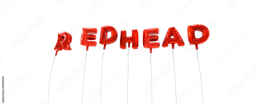 Fototapete redhead - word made from red foil balloons - 3d rendered. can be used for an online banner ad or a p