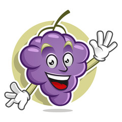 Greeting grape mascot. Vector of grape character. Grape logo
