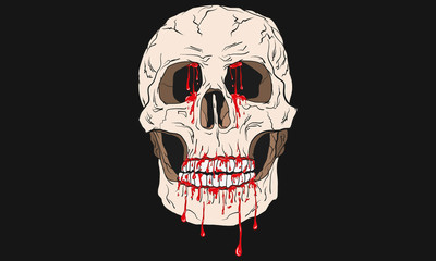 Skull with blood drips / Halloween / Scary vector Illustration