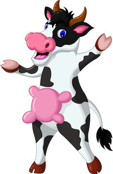 cute cow cartoon dancing
