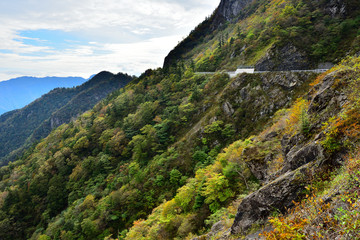 Fototapeta na wymiar 瓶ヶ森林道西黒森付近から見た石鎚山方面の風景(2016年10月)
