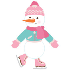 Funny snowman cartoon vector illustration