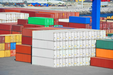 Cargo container in port