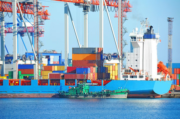 Cargo crane and ship