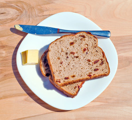 Raisin toast and butter