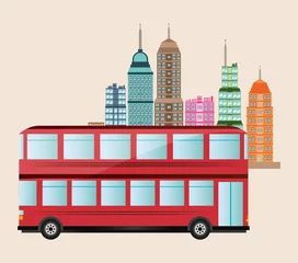 Foto op Canvas bus vehicle and city icon. transportation travel and trip theme. Colorful design. Vector illustration © Jemastock