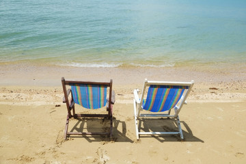 Colorful wooden beach chair