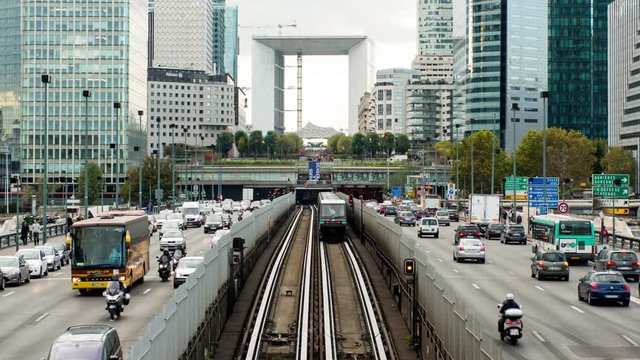 Time Lapse of Rail & Street Traffic - Paris France