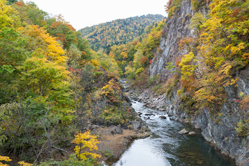 Jozankei, Toyohira River, Hokkaido, Japan in the fall season