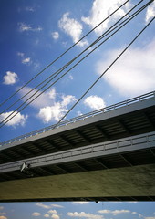 City road bridge over Danube river low angle view