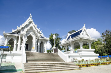 Landscape of the white temple in Krabi Town, Thailand.