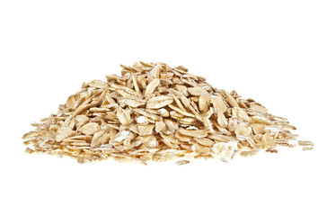 Pile of oatmeal isolated on white background