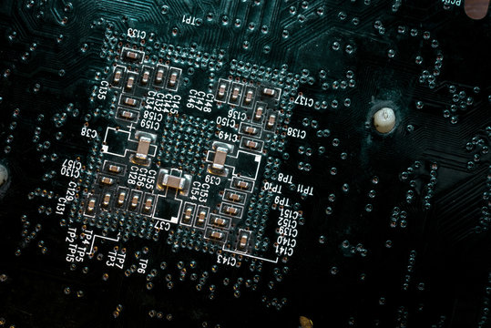 Closeup of computer micro circuit board