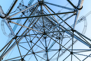 Obraz premium High voltage power tower beautiful scenery at dusk