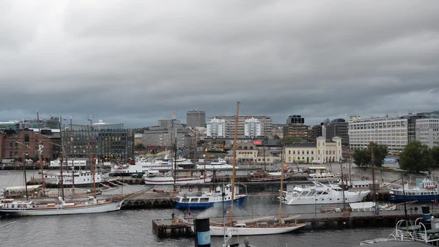 Time Lapse of People & Boats in Oslo Harbor - Oslo Norway Europe