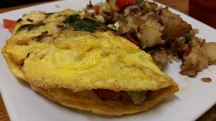 Omelette and Potatoes Breakfast