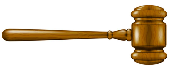 Wooden Judge's gavel. Vector illustration. - obrazy, fototapety, plakaty