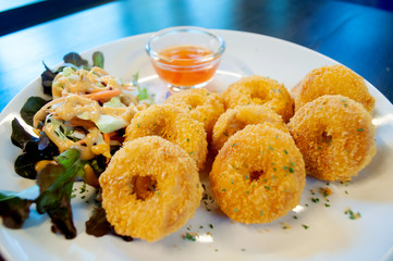 Fried fish nuggets ,selective focus