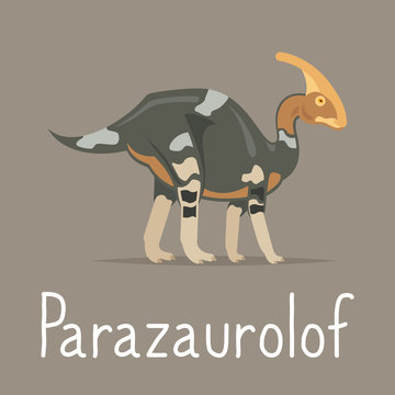 Parazaurolof dinosaur colorful card for kids playing vector illustration