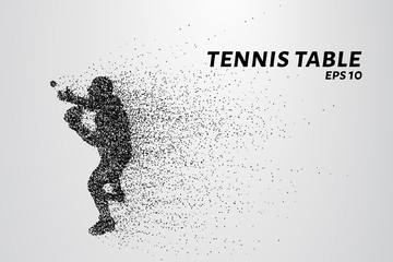 Fototapeta na wymiar Table tennis from the particles. Tennis consists of circles and points.