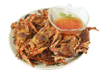 Thai style Fried crab isolated on white background