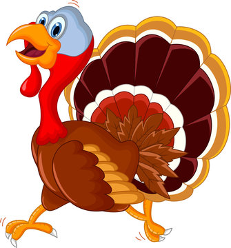 happy turkey cartoon for your design
