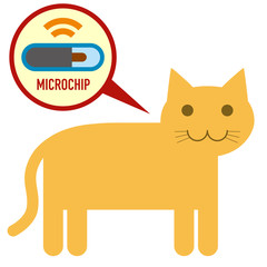 microchip in cat sign icon
