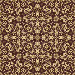 Oriental classic pattern. Seamless abstract background with repeating elements. Brown and golden pattern
