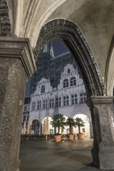 Kreuzrippengewölbe des Arkadendurchgangs am Rathaus in Lübeck
