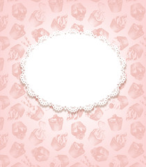 Retro background with cupcakes and doily.Vector illustration