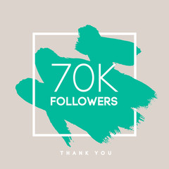Vector thanks design template for network friends and followers. Thank you 70 K  card. Image  Social Networks. Web user celebrates large number of subscribers or . 