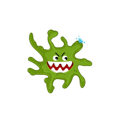 Cartoon virus character isolated vector illustration on white background. Cute fly germ virus infection vector character. Funny micro bacteria character.
