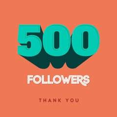 Obraz premium Vector thanks design template for network friends and followers. Thank you 500. Image Social Networks. Web user celebrates a large number of subscribers or