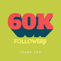Vector thanks design template for network friends and followers. Thank you  card. Image  Social Networks. Web user celebrates a large number of subscribers or 