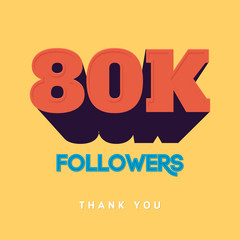 Vector thanks design template for network friends and followers. Thank you  card. Image  Social Networks. Web user celebrates a large number of subscribers or 
