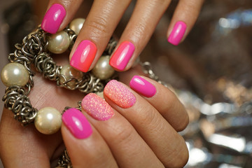 Awesome nails and beautiful clean manicure. Nails are natural. Manicure is made using nails drill machine.