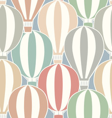 Seamless vintage texture with stickers hot air balloons. Vector children's background for your creativity © veleri_kz