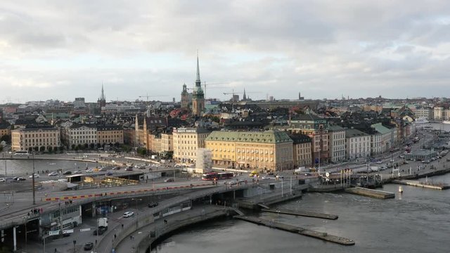 Time Lapse of Traffic & Skyline in Stockholm Sweden 