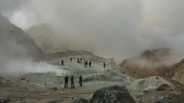 Caldera of active volcano Mutnovsky stock footage video