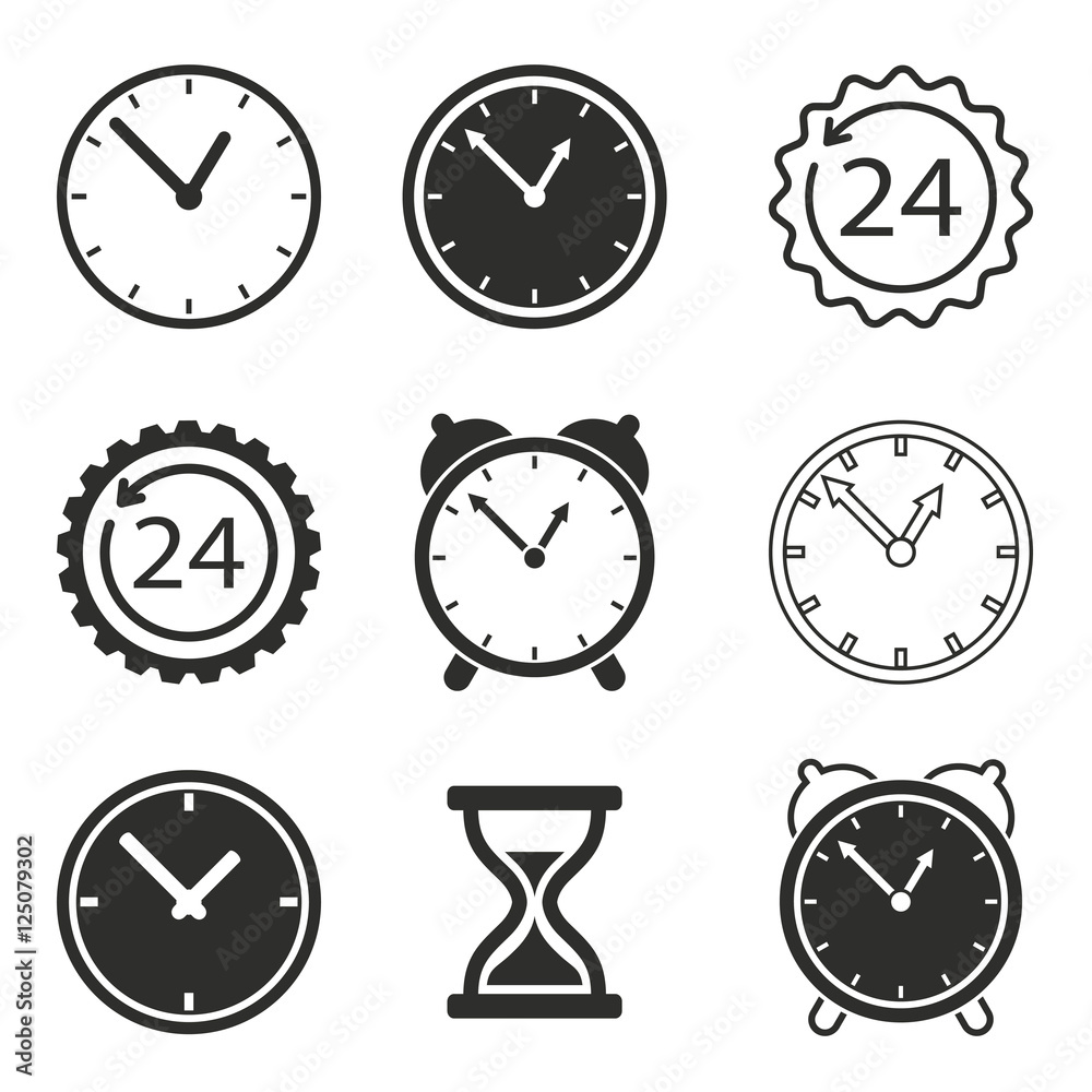 Poster clock icon set.